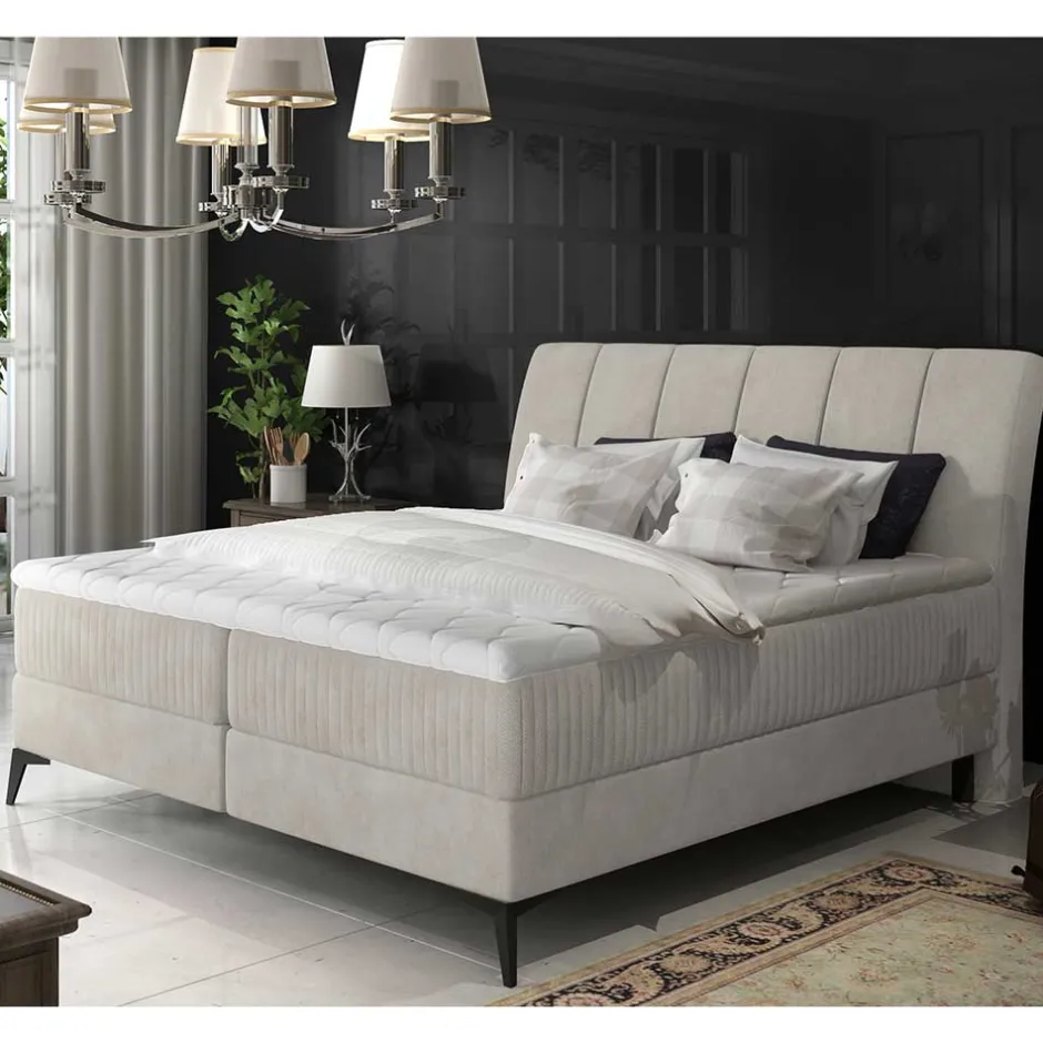 Stauraumbett mit Samtbezug in Hellgrau - Barstro^Wohnen Clearance