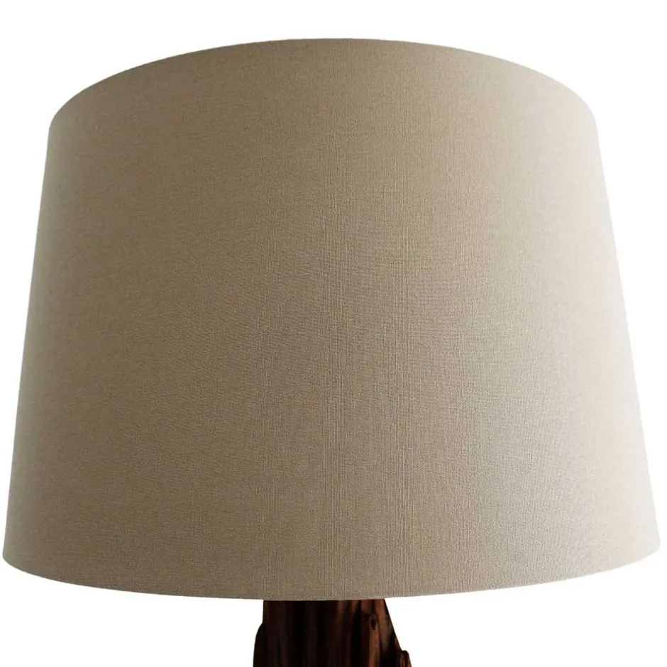 Stehlampe mit Stoffschirm und Treibholz Stele - Duvianco^Wohnen