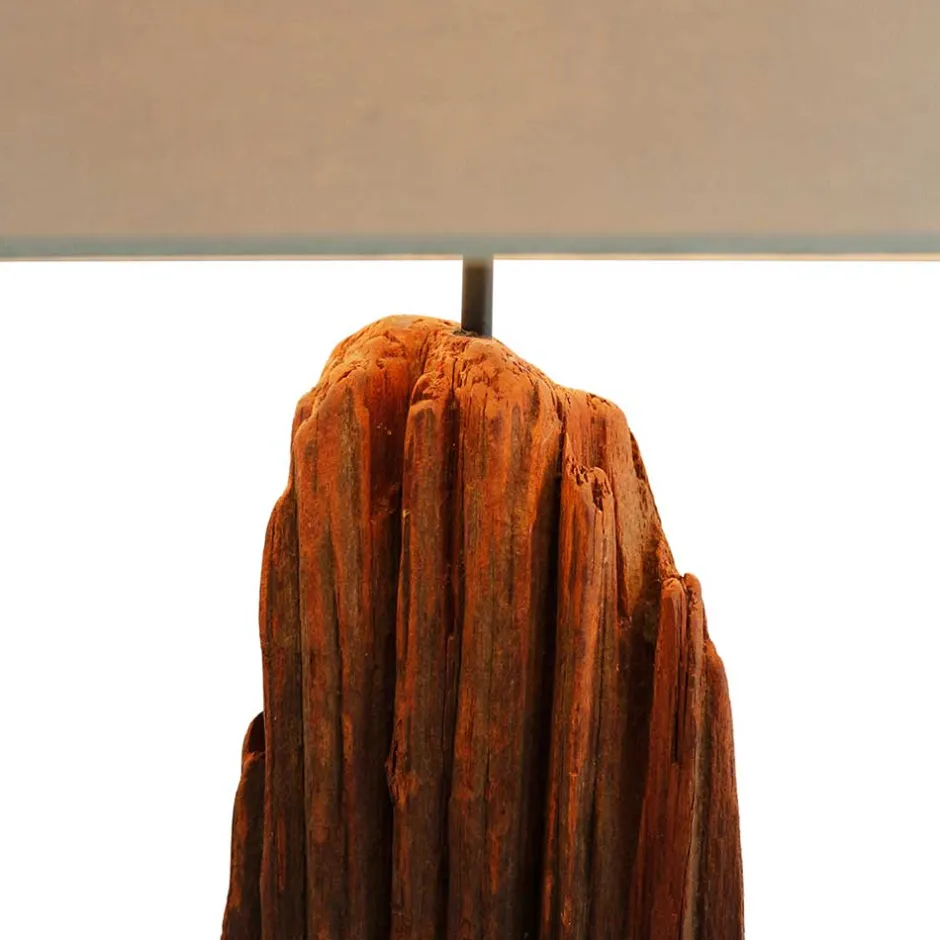 Stehlampe mit Stoffschirm und Treibholz Stele - Duvianco^Wohnen