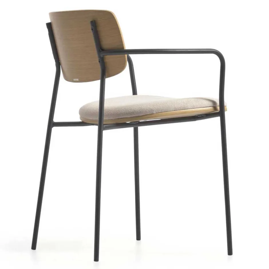 Stühle in Eiche & Beige & Schwarz - Salute (4er Set)^Wohnen