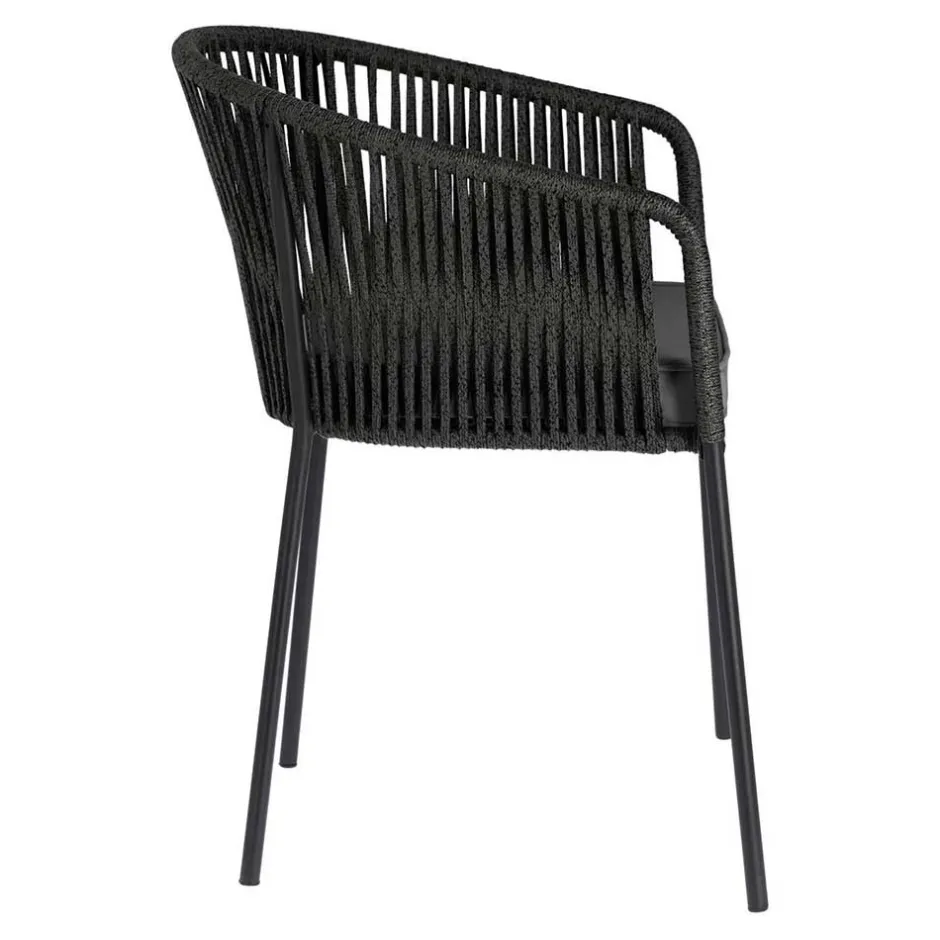 Stühle mit Kordelgeflecht in Schwarz - Gesdana (4er Set)^Wohnen