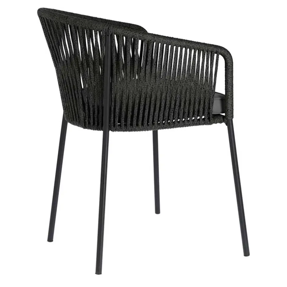 Stühle mit Kordelgeflecht in Schwarz - Gesdana (4er Set)^Wohnen