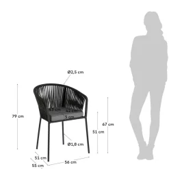 Stühle mit Kordelgeflecht in Schwarz - Gesdana (4er Set)^Wohnen