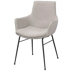 Wohnen Stoff Armlehnenstuhl in Hellgrau - Jackon (2er Set)