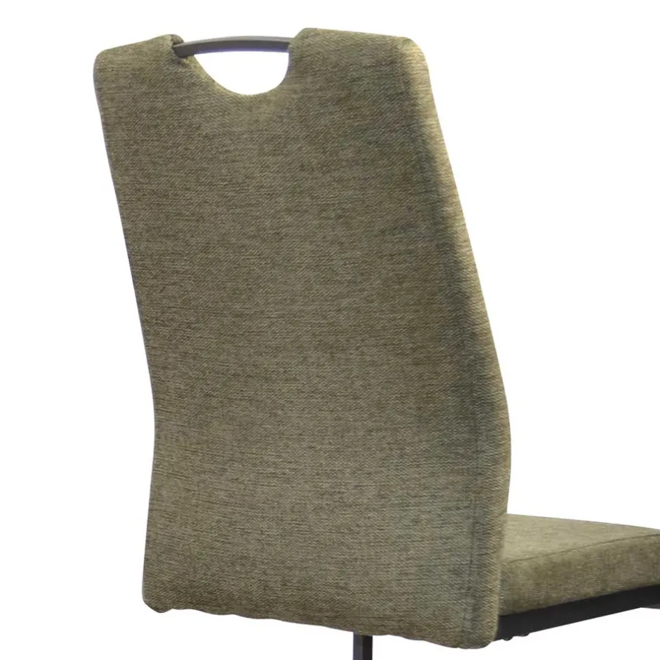 Wohnen Stoff Freischwinger Stühle in Oliv Grün - Maximo (4er Set)