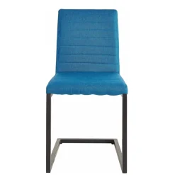 Wohnen Stoff Freischwinger Stuhl in Petrol Blau - Isakina (2er Set)