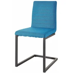 Wohnen Stoff Freischwinger Stuhl in Petrol Blau - Isakina (2er Set)