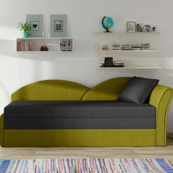 Stoff Recamiere in Dunkelgrau und Messinggelb - Clemeta^Wohnen Online