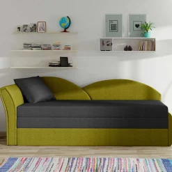 Stoff Recamiere in Dunkelgrau und Messinggelb - Clemeta^Wohnen Online