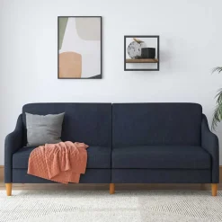 Stoff Schlafcouch in Dunkelblau - Alborg^Wohnen Sale