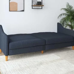 Stoff Schlafcouch in Dunkelblau - Alborg^Wohnen Sale