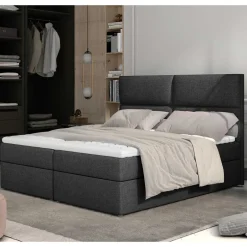 Wohnen Stoffbett in Dunkelgrau mit Stauraum - Detroit