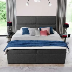 Wohnen Stoffbett in Dunkelgrau mit Stauraum - Detroit
