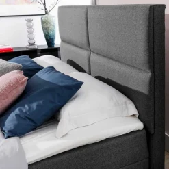 Wohnen Stoffbett in Dunkelgrau mit Stauraum - Detroit