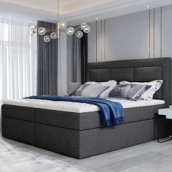 Wohnen Stoffbett mit Stauraum in Dunkelgrau - Pastolora