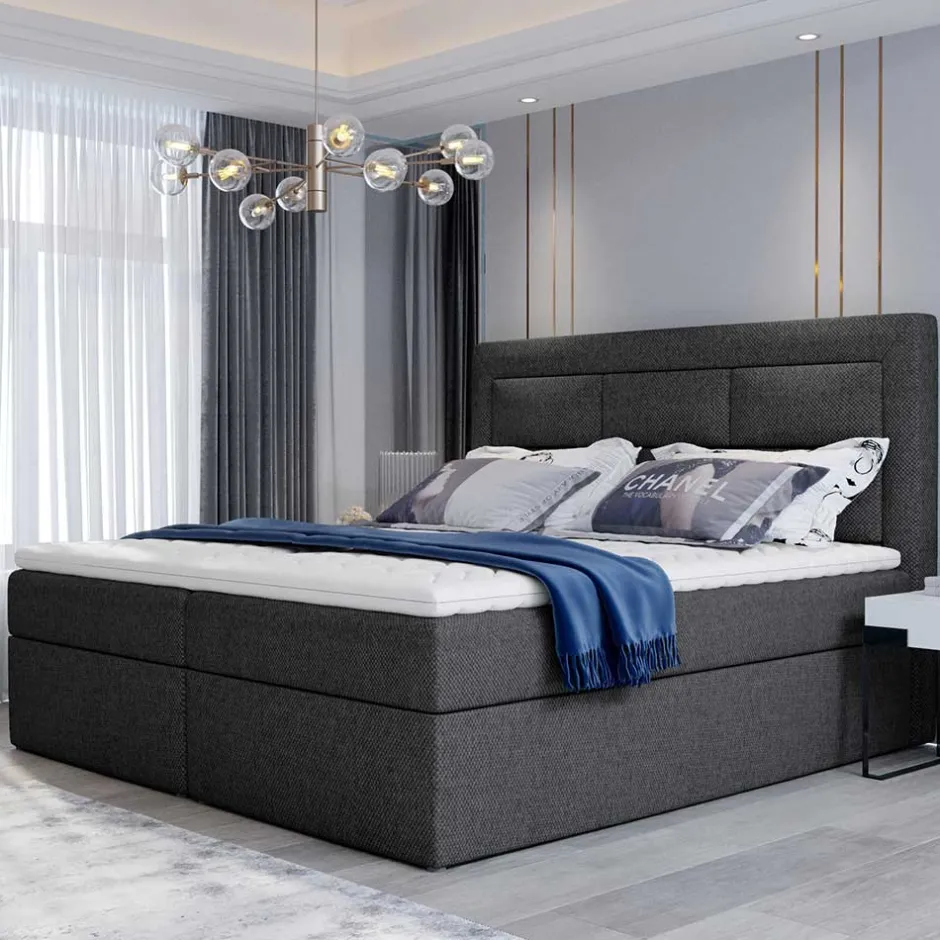 Wohnen Stoffbett mit Stauraum in Dunkelgrau - Pastolora