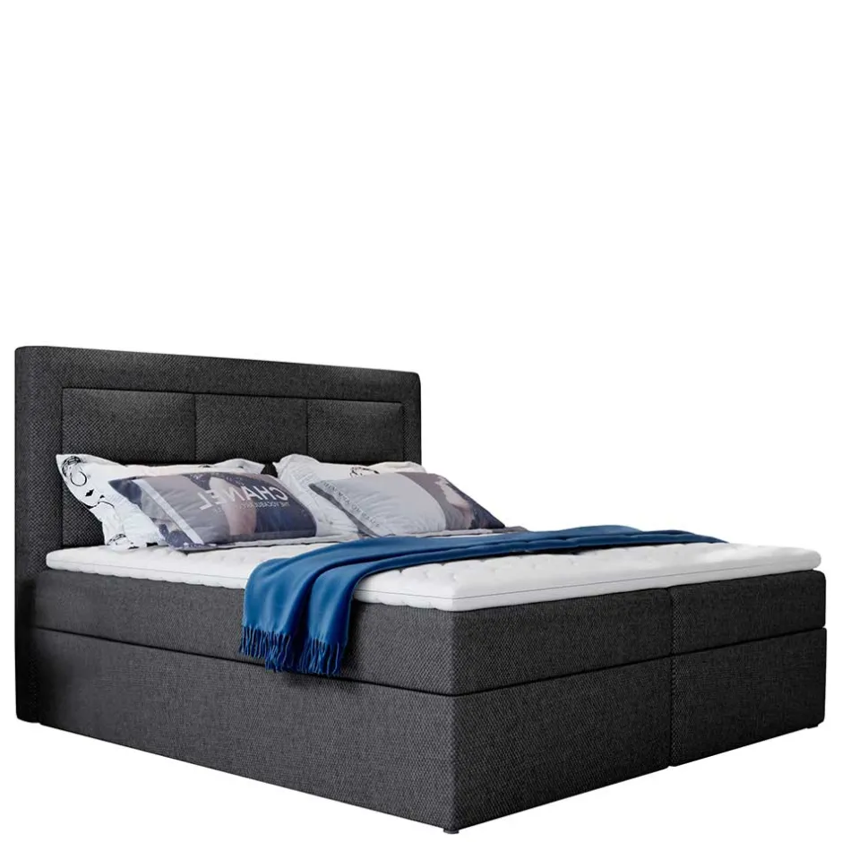 Wohnen Stoffbett mit Stauraum in Dunkelgrau - Pastolora