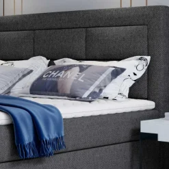 Wohnen Stoffbett mit Stauraum in Dunkelgrau - Pastolora