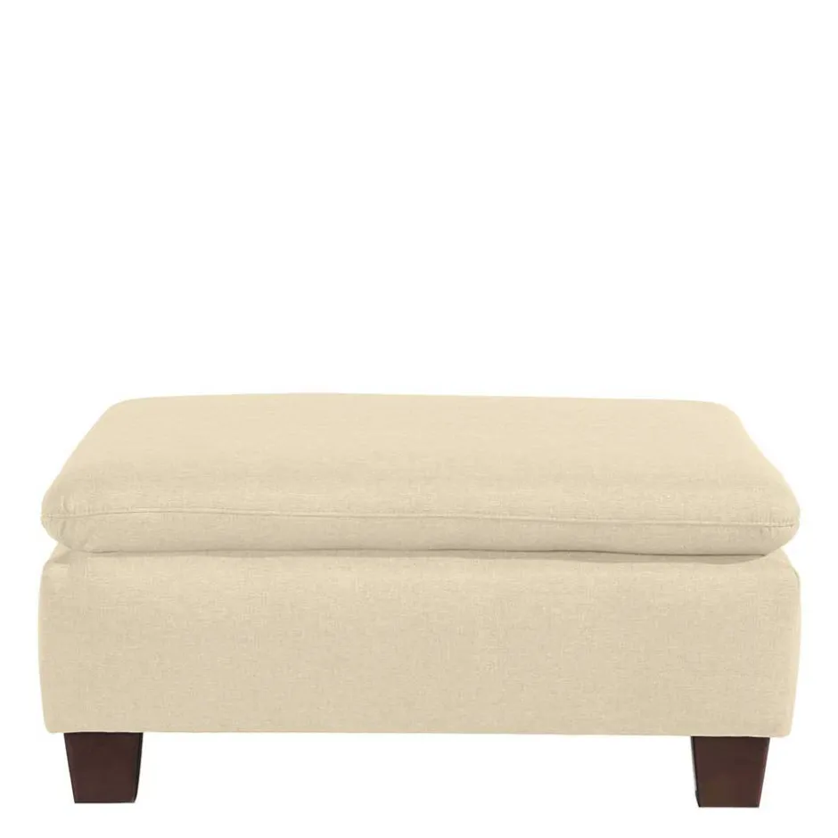Wohnen Stoffhocker in Beige mit Nussbaum Braun - Nando