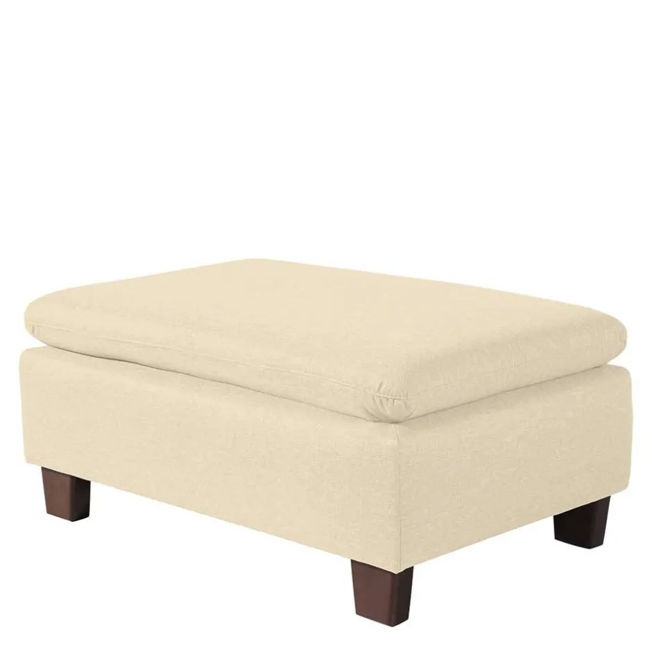 Wohnen Stoffhocker in Beige mit Nussbaum Braun - Nando