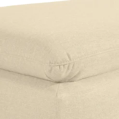 Wohnen Stoffhocker in Beige mit Nussbaum Braun - Nando