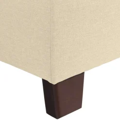 Wohnen Stoffhocker in Beige mit Nussbaum Braun - Nando