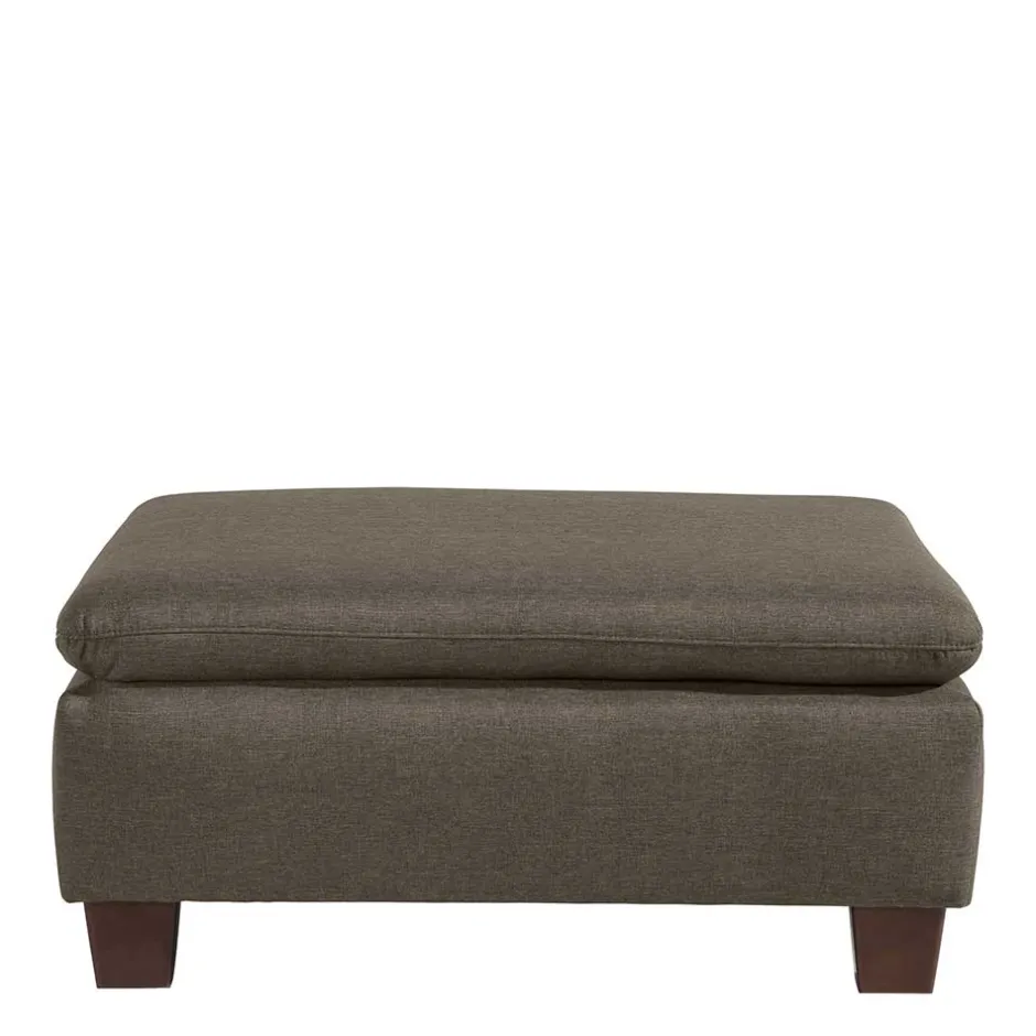 Stoffhocker in Beigegrau und Nussbaum - Abecra^Wohnen Sale