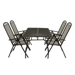 Streckmetall Gartentisch mit 4 Klappstühlen - Postumo (fünfteilig)^Wohnen Online
