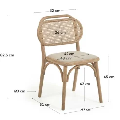 Stuhl mit Wiener Geflecht & Stoffsitz Beige - Fiorenza (2er Set)^Wohnen Outlet