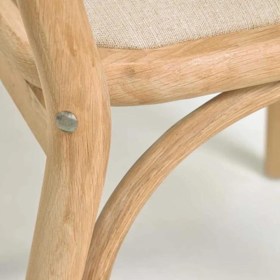 Stuhl mit Wiener Geflecht & Stoffsitz Beige - Fiorenza (2er Set)^Wohnen Outlet