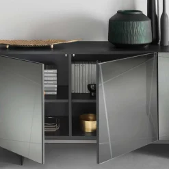 Stylisches Sideboard mit Spiegel Front in Rauchgrau - Odangelo^Wohnen Discount