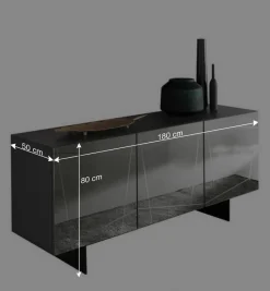 Stylisches Sideboard mit Spiegel Front in Rauchgrau - Odangelo^Wohnen Discount