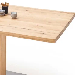 Säulen Esstisch mit Balkeneiche Powera & Bodenplatte mit Metall Mantel^Wohnen Outlet