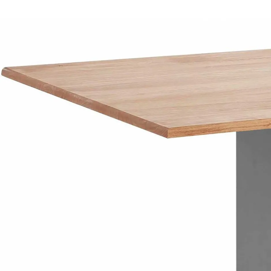 Säulen-Esstisch in Kieferfarben und Grau - Bernau^Wohnen Outlet