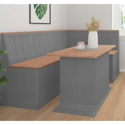 Säulen-Esstisch in Kieferfarben und Grau - Bernau^Wohnen Outlet