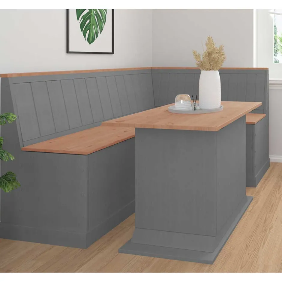 Säulen-Esstisch in Kieferfarben und Grau - Bernau^Wohnen Outlet