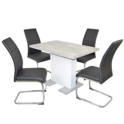 Wohnen Säulentisch & Schwingstühle Kombi - Bogna (fünfteilig)