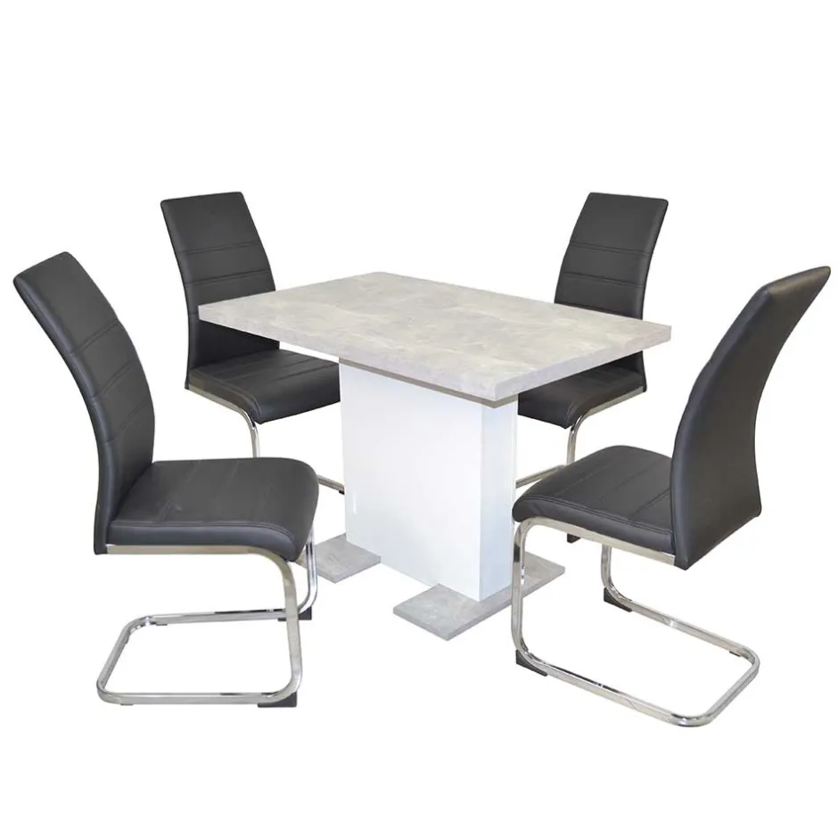 Wohnen Säulentisch & Schwingstühle Kombi - Bogna (fünfteilig)