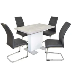 Wohnen Säulentisch & Schwingstühle Kombi - Bogna (fünfteilig)