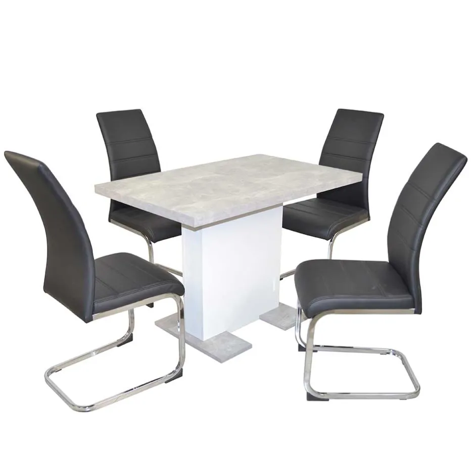 Wohnen Säulentisch & Schwingstühle Kombi - Bogna (fünfteilig)