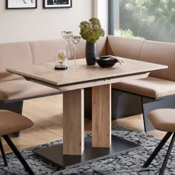 Wohnen Säulentisch in Wildeiche Optik & Schwarz - Annimo