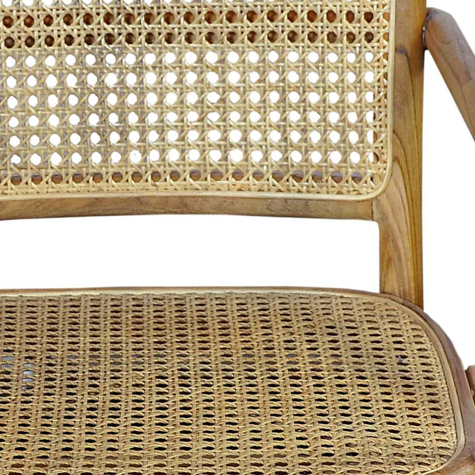 Wohnen Teak Armlehnenstuhl mit Wiener Geflecht - Crasidio