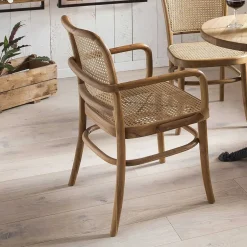 Wohnen Teak Armlehnenstuhl mit Wiener Geflecht - Crasidio