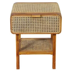 Wohnen Teak Holz Nachtkommode mit Wiener Geflecht - Teako