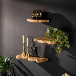 Teak Wandboard Trio mit Naturkanten - Matthis (dreiteilig)^Wohnen Online