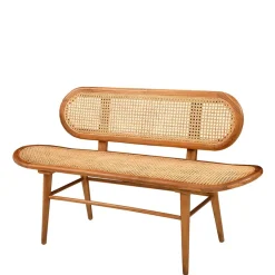 Teak Wohnraum Bank mit Wiener Geflecht - Feliana^Wohnen Online