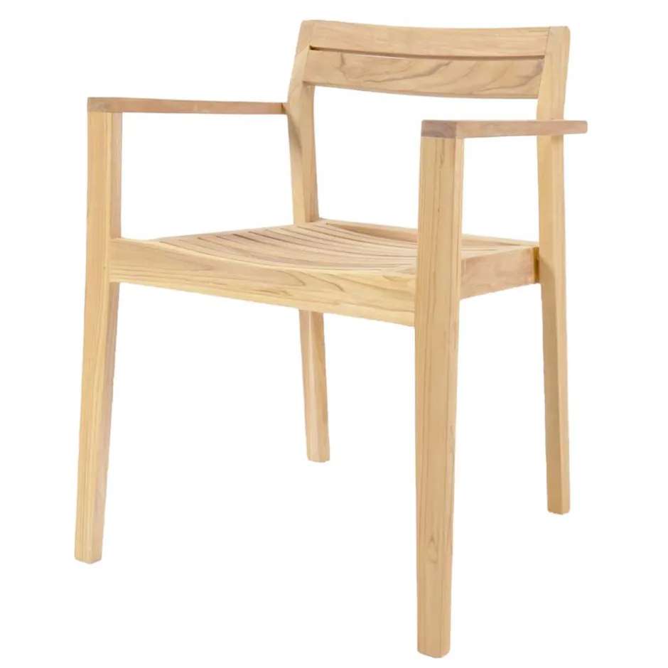 Wohnen Teakholz Gartenstühle naturbelassen - Ginhopa (6er Set)