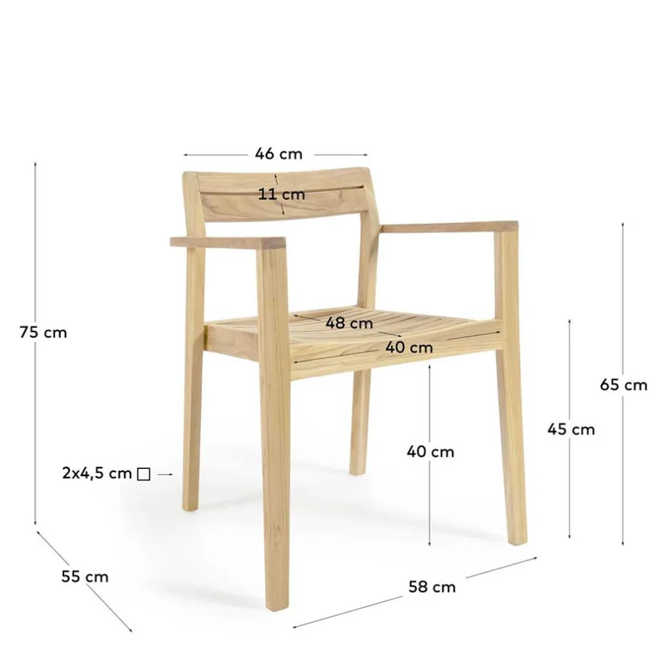Wohnen Teakholz Gartenstühle naturbelassen - Ginhopa (6er Set)