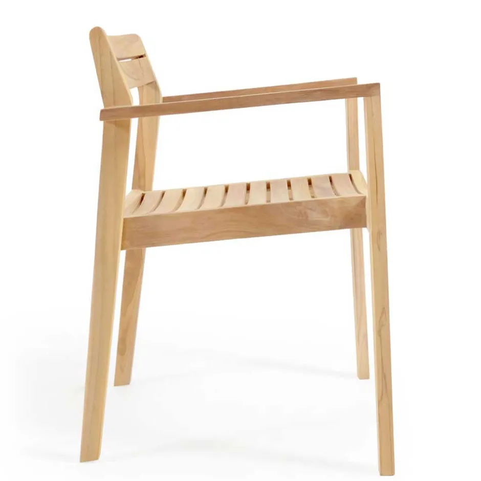 Wohnen Teakholz Gartenstühle naturbelassen - Ginhopa (6er Set)