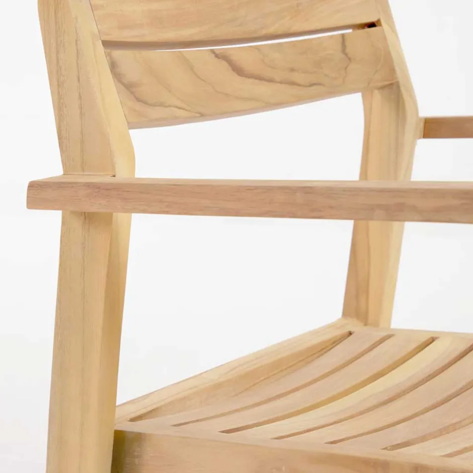 Wohnen Teakholz Gartenstühle naturbelassen - Ginhopa (6er Set)